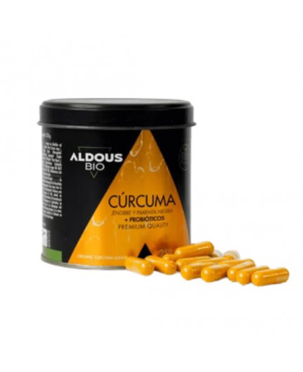 ALDOUS CURCUMA ECOLOGICA CON JENGIBRE, PIMIENTA NEGRA Y PROBIOTICOS X 250 CAP
