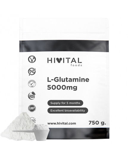 HV-  L-GLUTAMINA  5000 MG | 750 GRAMOS DE POLVO VEGANO