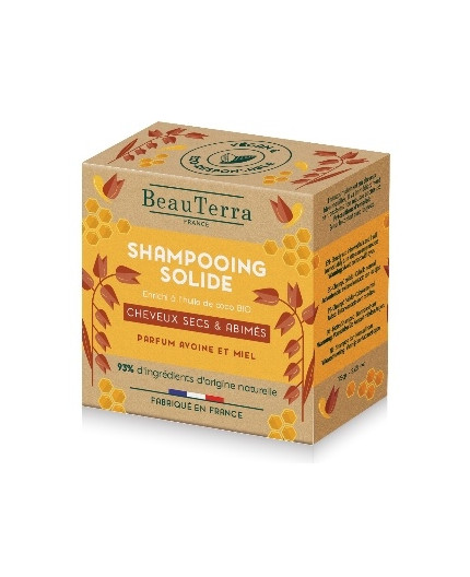 BEAUTERRA CHAMPÚ SÓLIDO DE AVENA Y MIEL 75 G