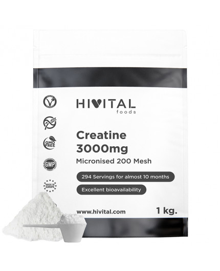 HV-  CREATINA 3000 mg | 1 Kg. de polvo vegano