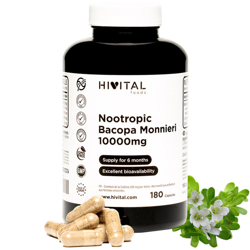HV-NOOTRÓPICO BACOPA MONNIERI 10000 MG HIVITAL| 180 CÁPSULAS