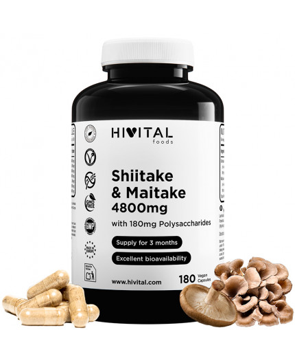 HV- Shiitake y Maitake 4800 mg | 180 cápsulas veganas